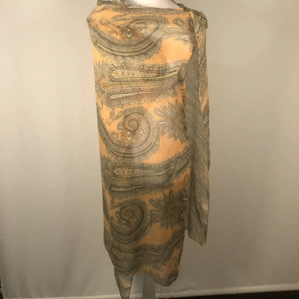 Vintage Boho Paisley Shawl Wrap – Sheer Viscose Resort Scarf